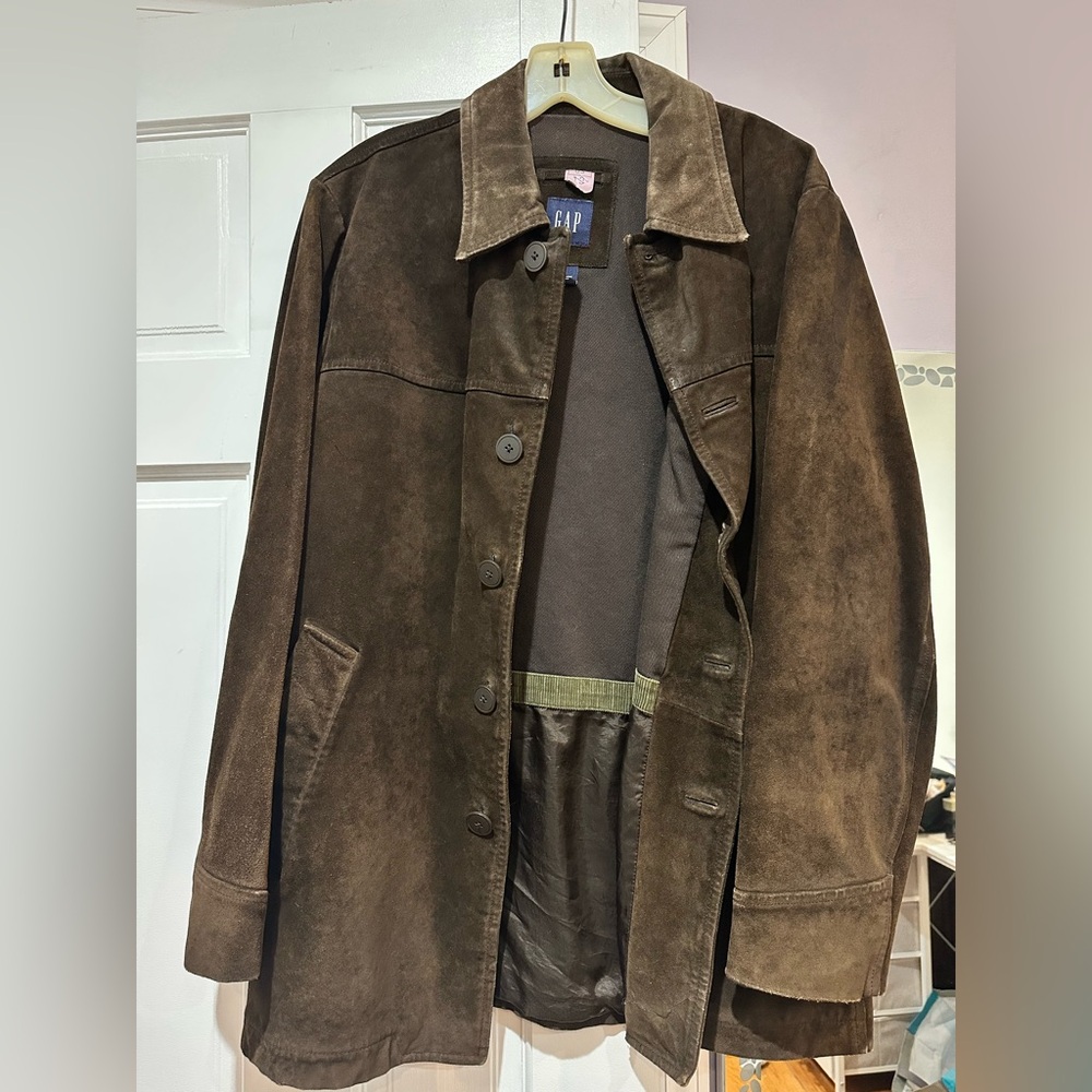 VINTAGE GAP Men's Dark Brown Suede Military Jacket